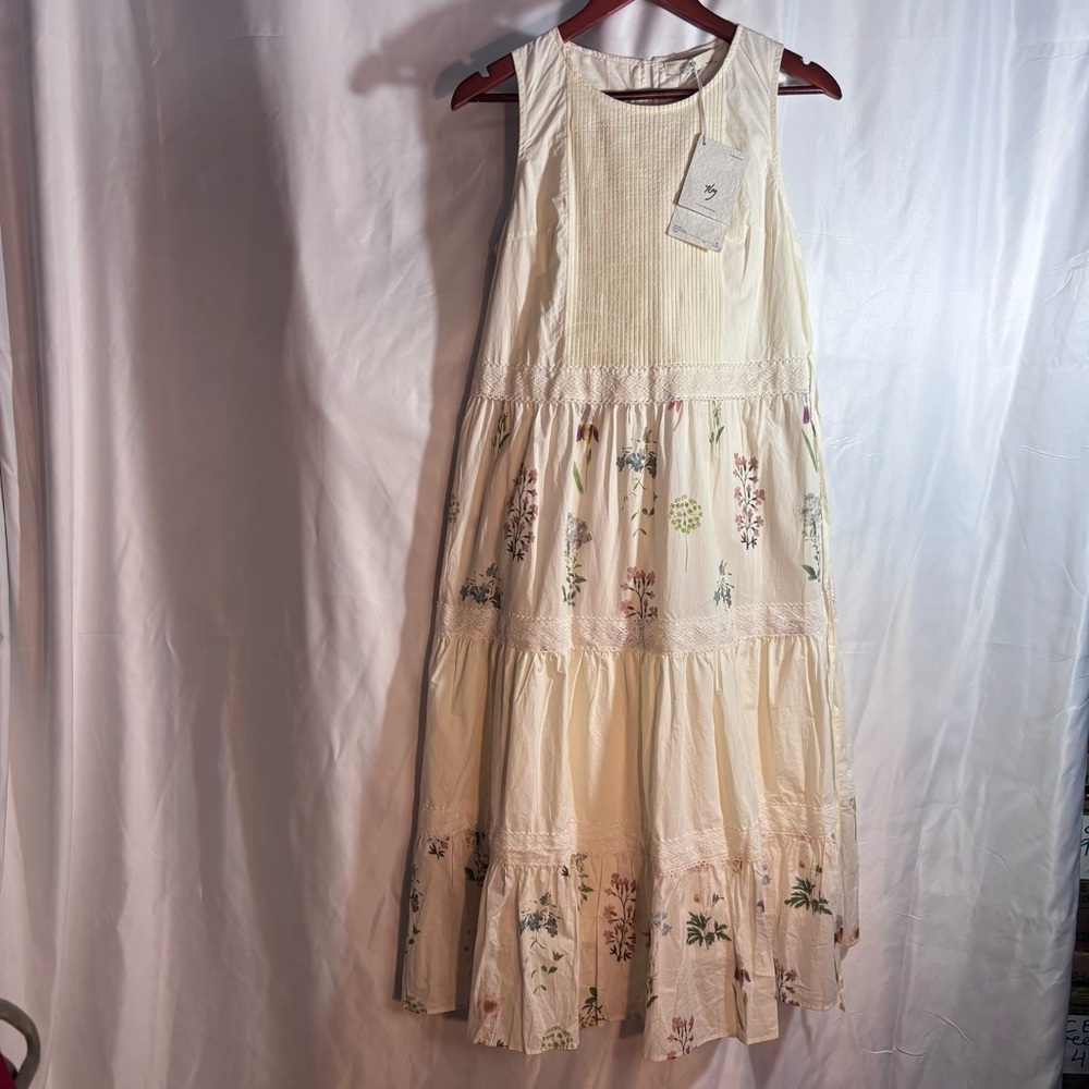 Cream Floral Midi Dress